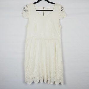 Love Fire Lace Short Sleeve Dress Cream L